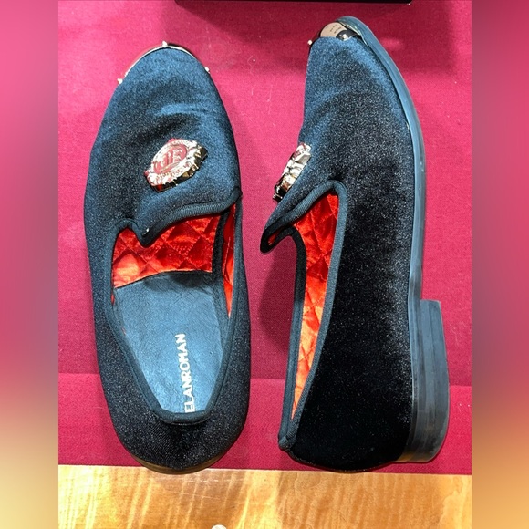 ELANROMAN BLACK VELVET gold toes LOAFERS 11/11.5 US/ 44 EU GOLD CREST EMBLEM NEW main image 14